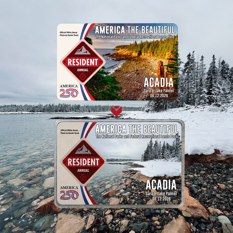 Acadia National Park Pass Sleeve - America The Beautiful Pass Protector - Hiker Gifts - National Park Pass Sleeve