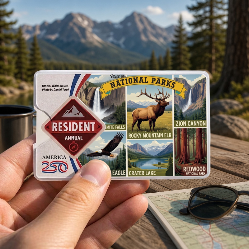 National Park Card Sleeve USA 250th - America The Beautiful Pass Protector - Hiker Gifts
