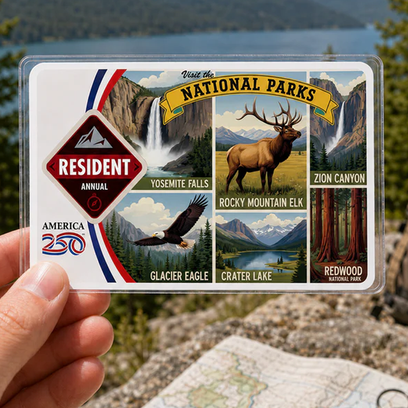 National Park Card Sleeve USA 250th - America The Beautiful Pass Protector - Hiker Gifts