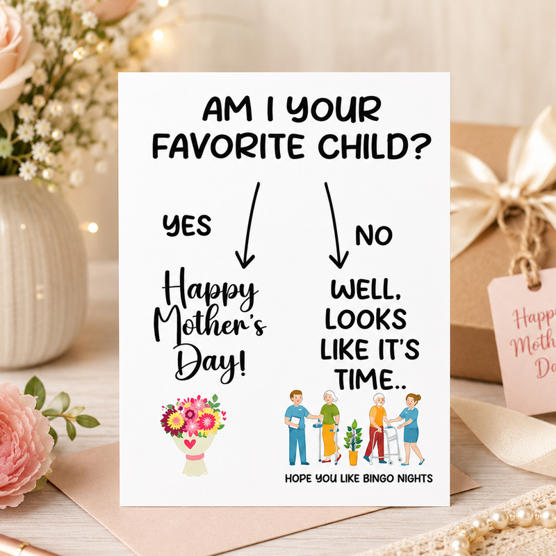 Happy Mother’s Day Card | Am I Your Favorite Child | Sibling Rivalry Mom Card