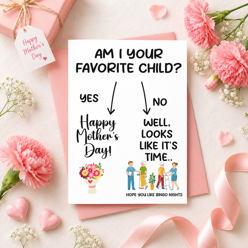 Happy Mother’s Day Card | Am I Your Favorite Child | Sibling Rivalry Mom Card