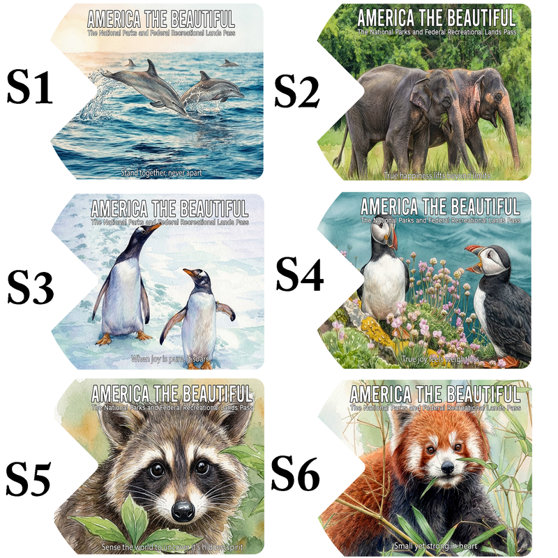 National Park Pass Sleeve Animal Wildlife Card - America The Beautiful Pass Protector - America The Beautiful Card Cover - Gift for Nature Lovers