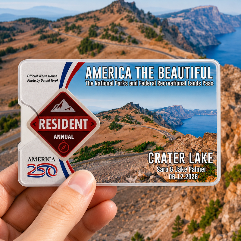 Crater Lake Card Sleeve National Park - America The Beautiful Pass Protector - Hiker Gifts - America The Beautiful Card Cover