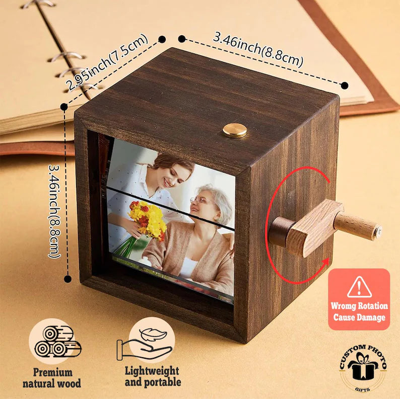 Personalized Photo Flipbook Box with Light – Wooden Anniversary & Wedding Gift